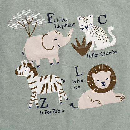 Mint Cotton Round Neck Animal Graphic Baby Suit