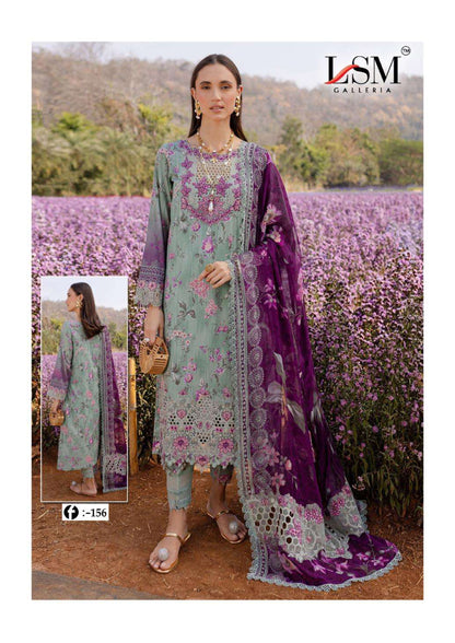 Lavender Mint – Dual-Tone Embroidered Floral Lawn