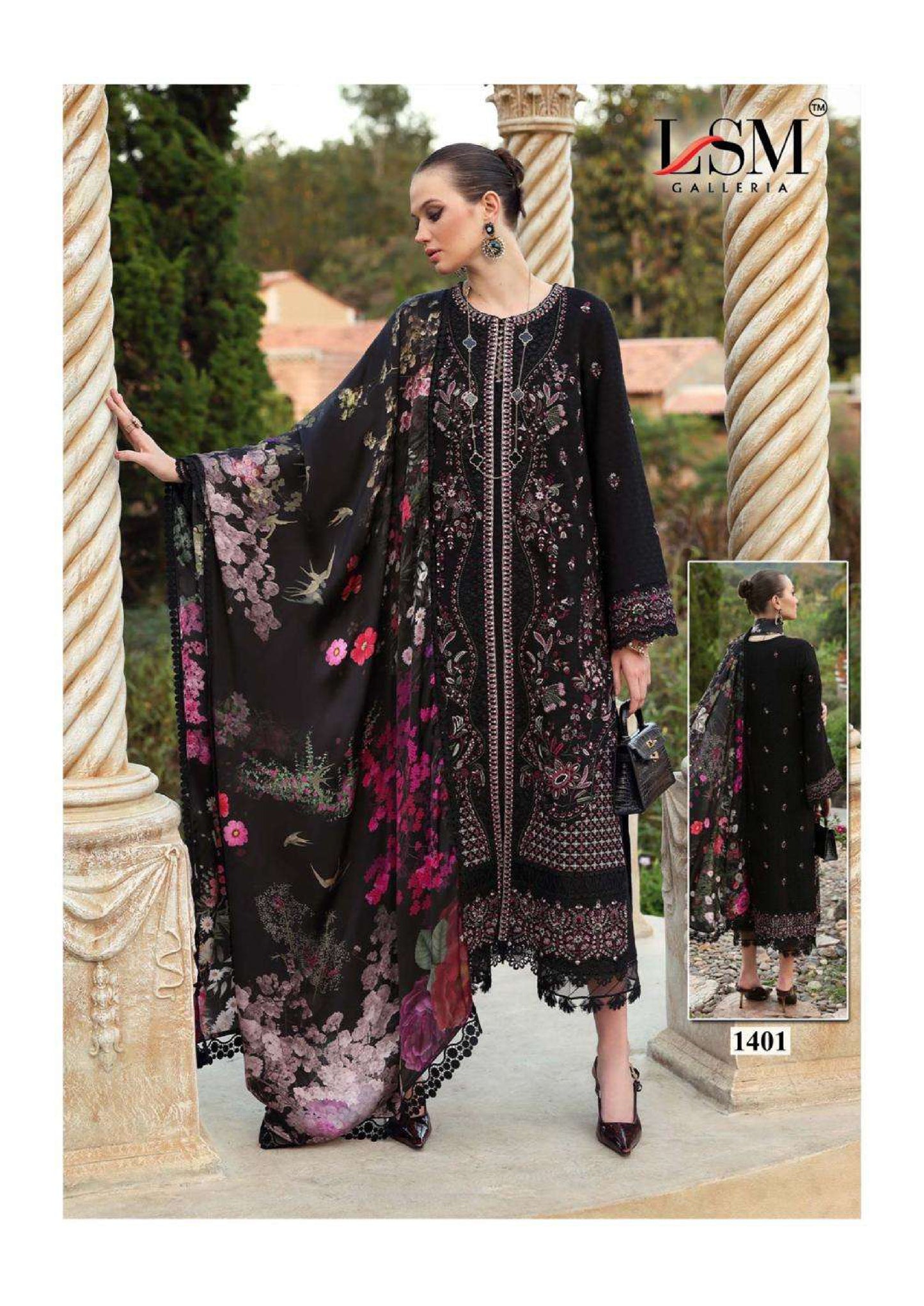 Midnight Bloom (Black Floral Suit) | Pure Heavy Lawn Cotton