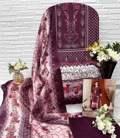 Luxury Cotton Printed Salwar Suit – 100% Pure Cotton | Rich Maroon with Heritage Motifs