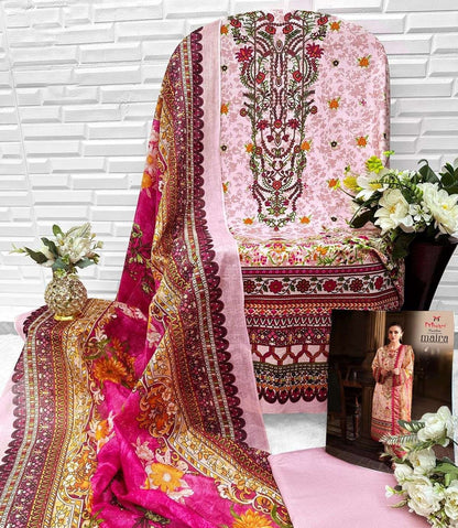 Luxury Cotton Printed Salwar Suit – 100% Pure Cotton | Sunset Peach-Pink Fusion