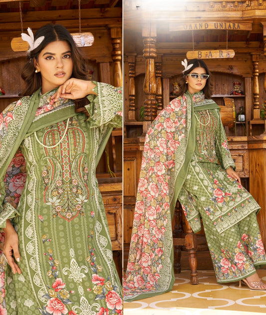 Exquisite Floral Unstitched Cotton Dress Material Collection