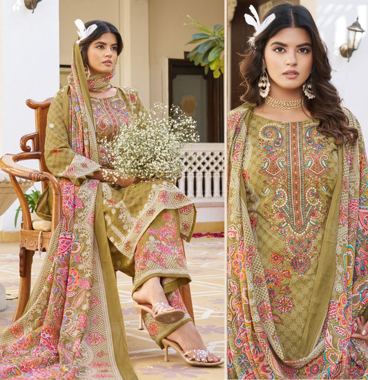 Artisan Embroidered Cotton Unstitched Dress Material Collection