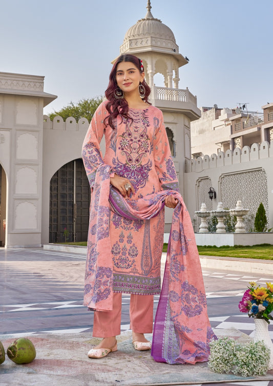 Pure Soft Cotton Embroidered Unstitched Dress Material Collection